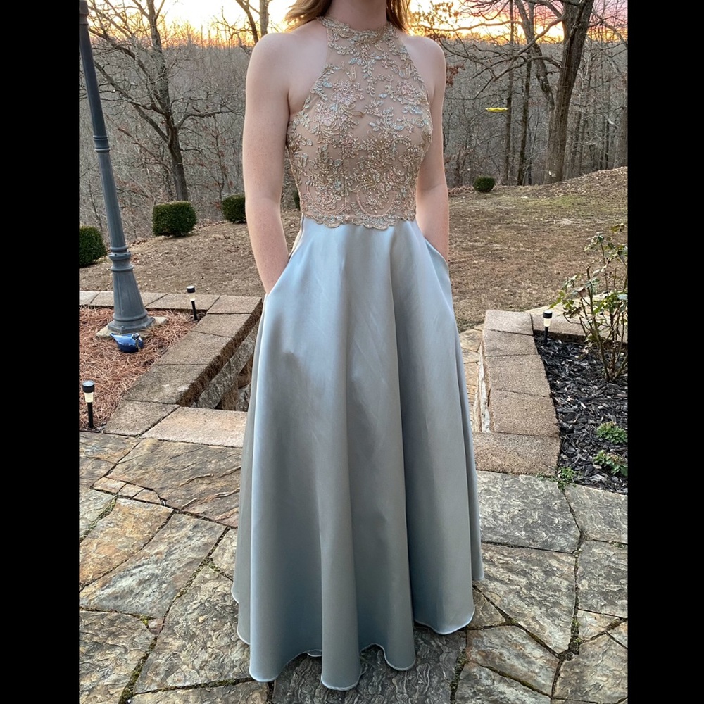 Light Sage Blue Formal, Prom, Homecoming Dress